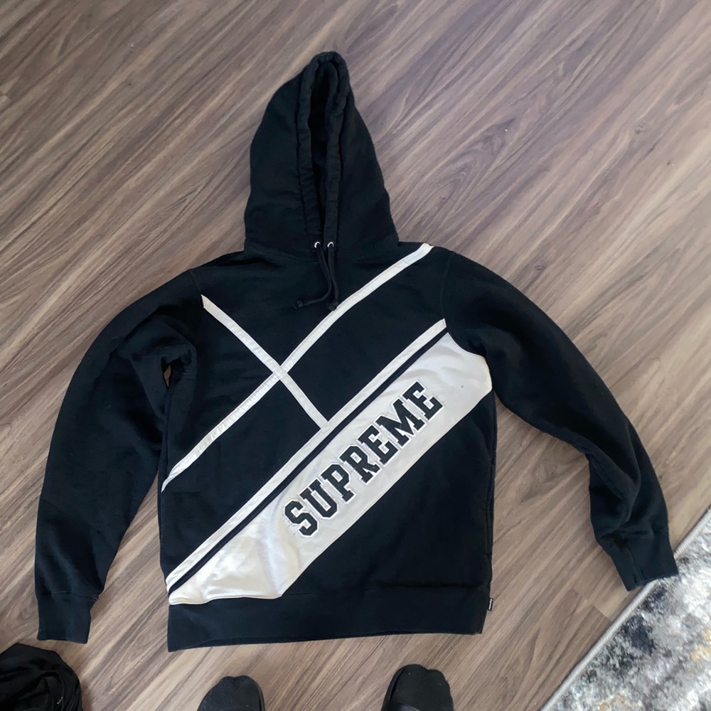Supreme Diagonal Logo Hoodie Black